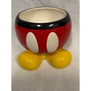 Disney Mickey Mouse Ceramic Planter Pot Red Black Yellow